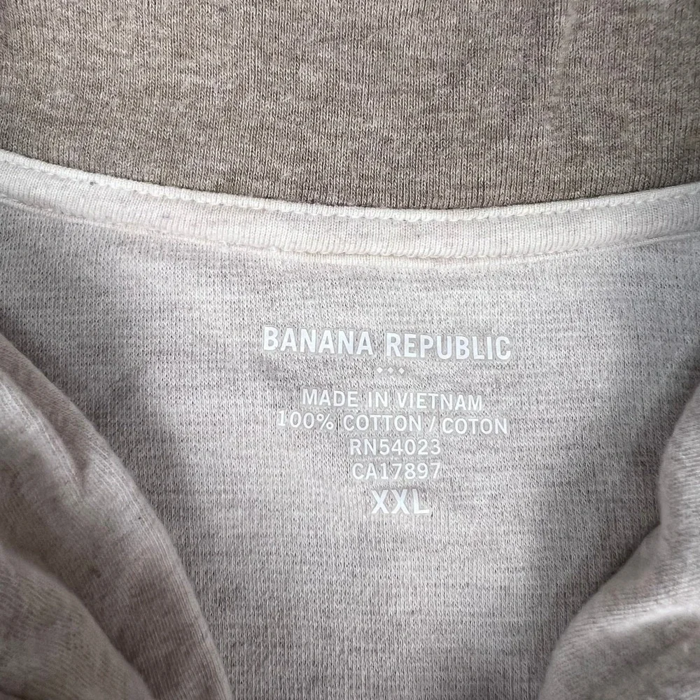 Banana Republic Mens XXL‎ Quarter Zip Pullover Tan Cotton Marl Knit Sweater Mock